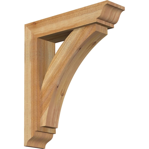 Ekena Millwork Thorton Traditional Rough Sawn Bracket w/ Offset Brace, Western Red Cedar, 6"W x 24"D x 28"H BKT0604X24X28THR01RWR - main